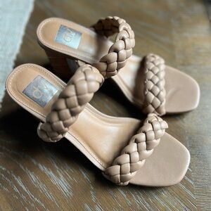 Dolce Vita Tan Chunky Block Heel Sandals Braided Strap Hardey size 8